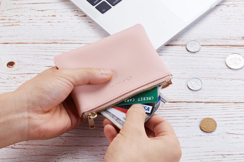 Chelmon Vegan Leather Coin Purse Pouch Change Purse With Zipper For Men Women (Pink Lotus) - Image 4
