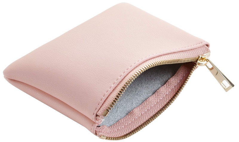 Chelmon Vegan Leather Coin Purse Pouch Change Purse With Zipper For Men Women (Pink Lotus) - Image 3