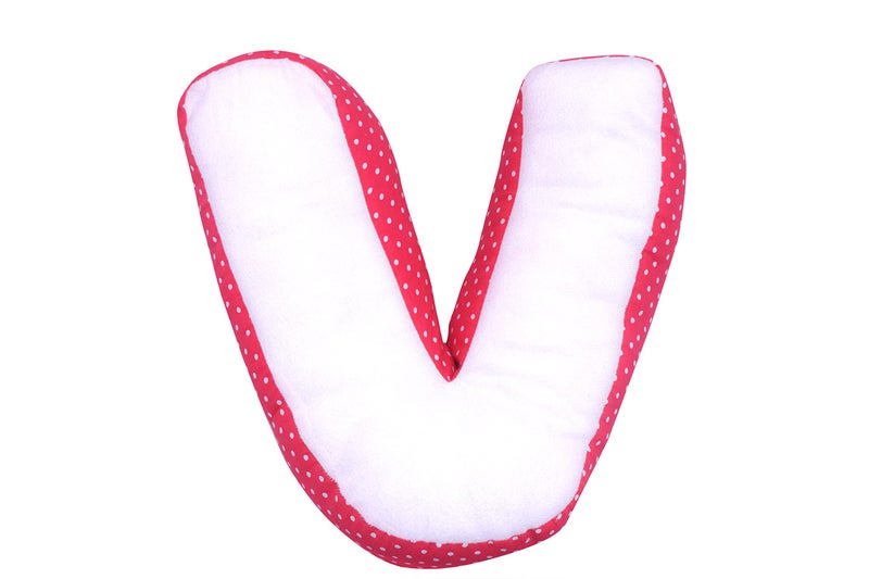 Creative Textiles Alphabet Shape Decorative Alphabet Cotton Cushion, Red & White Soft Pillow Alphabet Shape (v) - Image 5