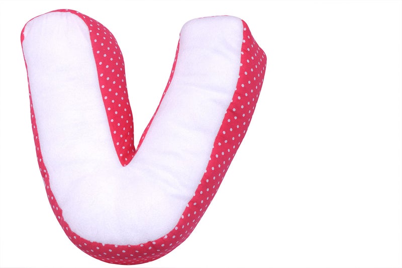 Creative Textiles Alphabet Shape Decorative Alphabet Cotton Cushion, Red & White Soft Pillow Alphabet Shape (v) - Image 2