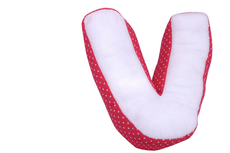 Creative Textiles Alphabet Shape Decorative Alphabet Cotton Cushion, Red & White Soft Pillow Alphabet Shape (v) - Image 3