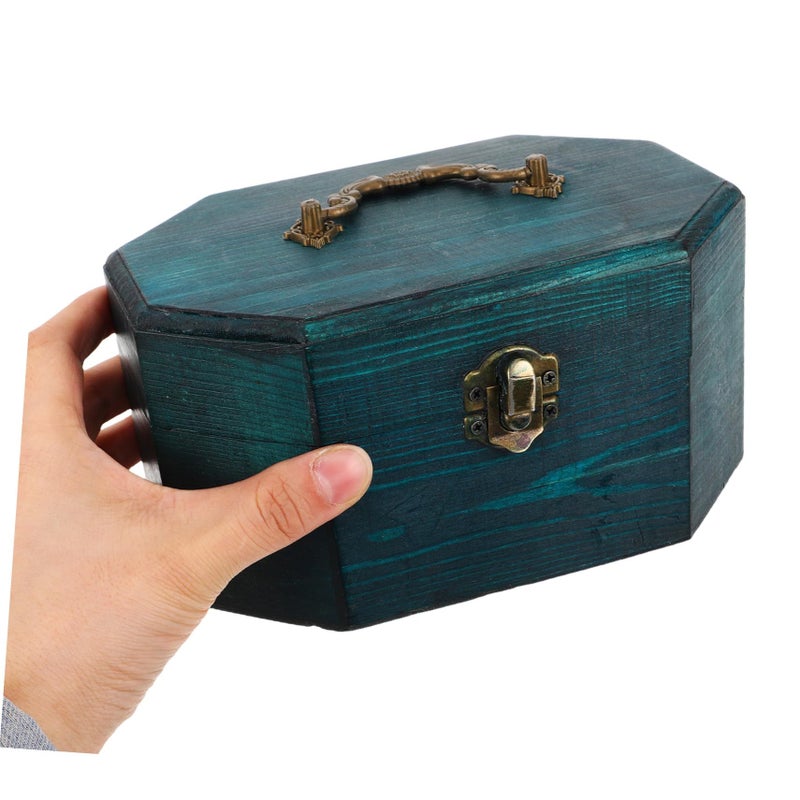 Vintage Wooden Jewelry Box With Portable Handle 6012a Solid Wood Organizer For Necklaces Rings Earrings Accessories - Image 5