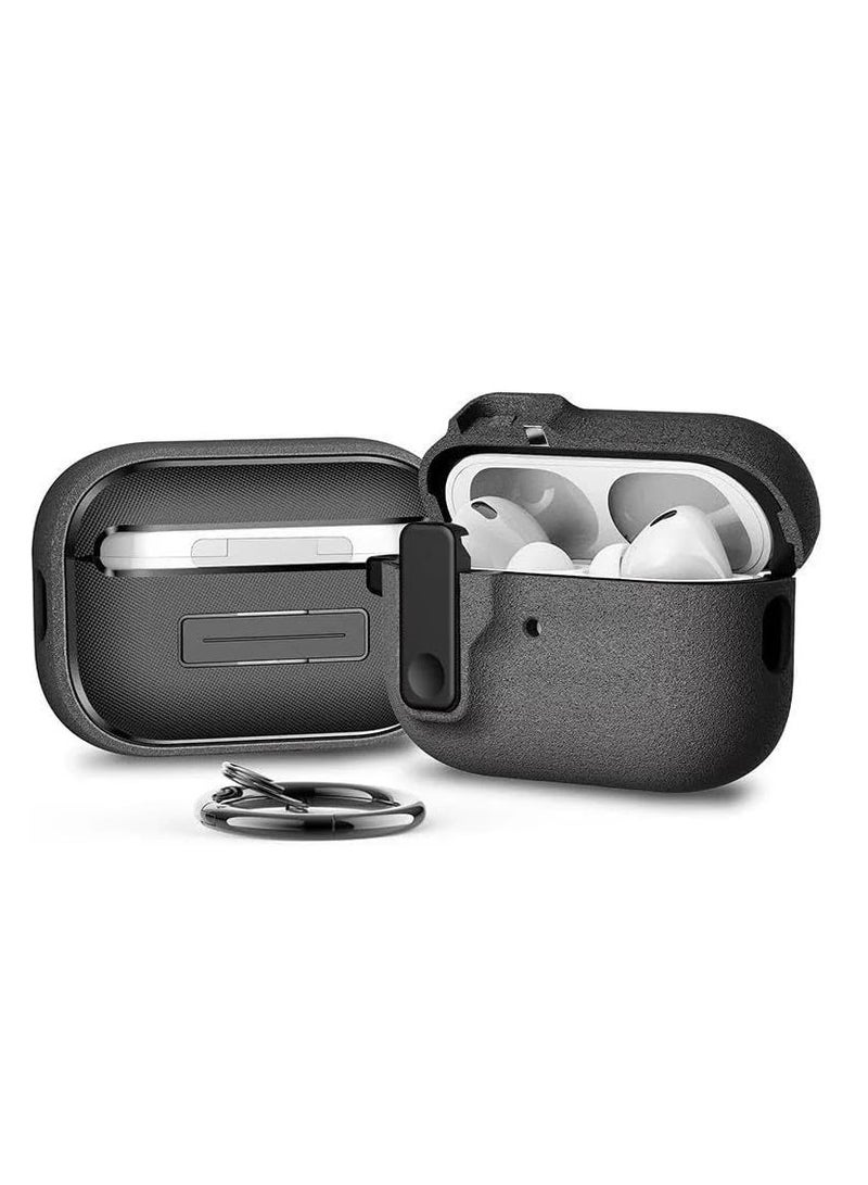 Case Compatible with AirPods pro 2 Case (2022/2023) Cover Automatic Switch Lock, Clip Protective Hard Shell with Carabiner (Gray) - Image 1