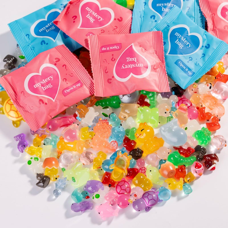 Nerfcareani 50 Pcs Mystery Bag Mini Resin Animals Glow in The Dark Figurines Individually Packaged Blind Bags Cute Collectible Resin for Fairy Garden Accessories, Random Design - Image 3