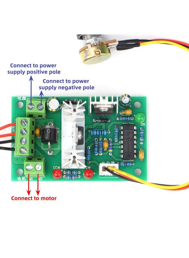 RioRand Upgraded Adjustable DC Motor Speed PWM Controller 10V 12V 24V 30V Reversing Switch 120W - Image 3
