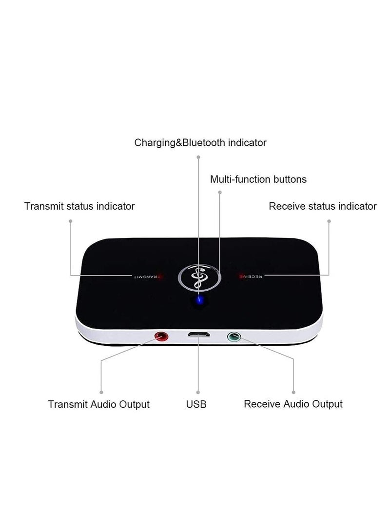 Excefore Bluetooth 5.0 Transmitter Receiver, 2-in-1 Wireless Portable Stereo Audio Adapter with Noise Reduction, 3.5mm AUX RCA Adapter for TV, PC, Headphones, Car, Home Stereo System  - Image 2