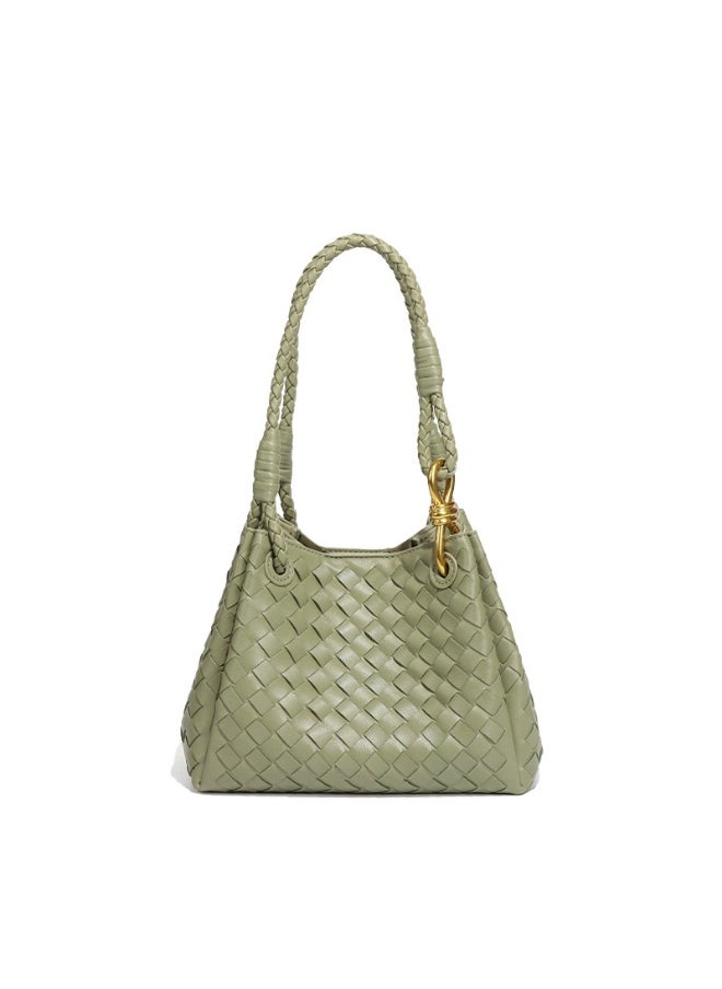 NIBEMINENT - Women's Hand-woven British Style Drop Umbrella Bag Summer Metal Cord Buckle Single Shoulder Crossbody Bag Basket Tote Bag - Image 1