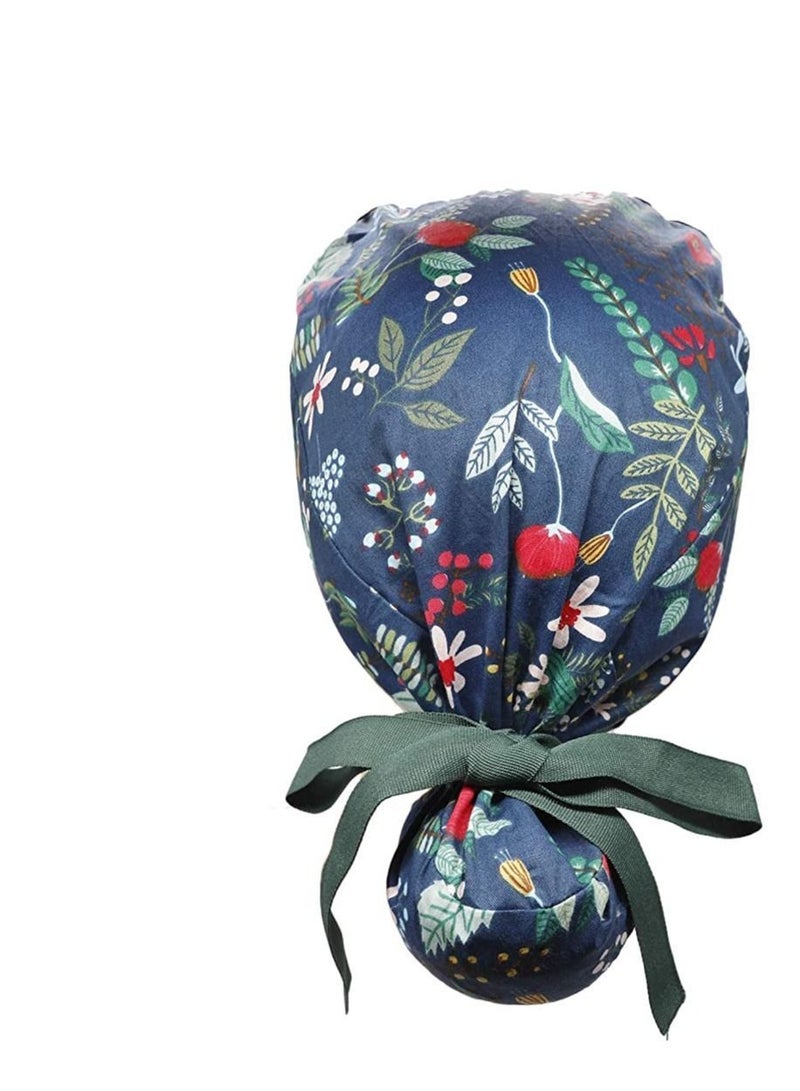 Y&D Home Working Cap with Buttons and Sweatband Adjustable Ribbon Tie Ponytail Hats for Women, Long Hair Head Covers Caps