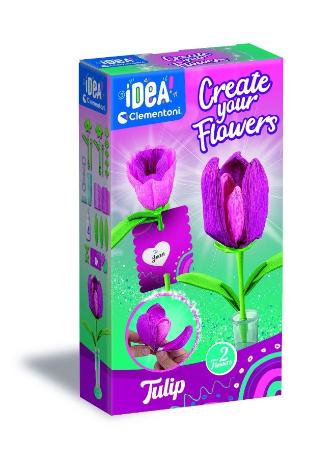 Clementoni Idea Create Your Flower - Tulip | Do it Yourself | DIY Craft Kit | Educational & Learning | Creative Gift for Kids and Adults - Image 1