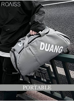 roaiss Unisex Gym Duffel Bag Sports Backpack Portable Luggage Handbag Wet and Dry Separation Shoes Compartment Large Capacity Crossbody Bag for Fitness Travel Grey  - Image 3