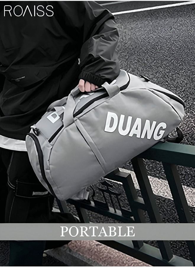 roaiss Unisex Gym Duffel Bag Sports Backpack Portable Luggage Handbag Wet and Dry Separation Shoes Compartment Large Capacity Crossbody Bag for Fitness Travel Grey  - Image 3