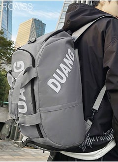 roaiss Unisex Gym Duffel Bag Sports Backpack Portable Luggage Handbag Wet and Dry Separation Shoes Compartment Large Capacity Crossbody Bag for Fitness Travel Grey  - Image 2