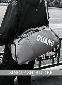 roaiss Unisex Gym Duffel Bag Sports Backpack Portable Luggage Handbag Wet and Dry Separation Shoes Compartment Large Capacity Crossbody Bag for Fitness Travel Grey  - Image 5