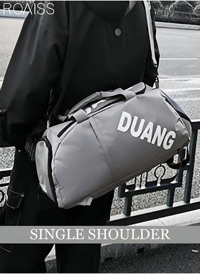 roaiss Unisex Gym Duffel Bag Sports Backpack Portable Luggage Handbag Wet and Dry Separation Shoes Compartment Large Capacity Crossbody Bag for Fitness Travel Grey  - Image 5