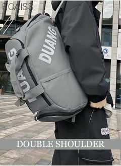 roaiss Unisex Gym Duffel Bag Sports Backpack Portable Luggage Handbag Wet and Dry Separation Shoes Compartment Large Capacity Crossbody Bag for Fitness Travel Grey  - Image 4