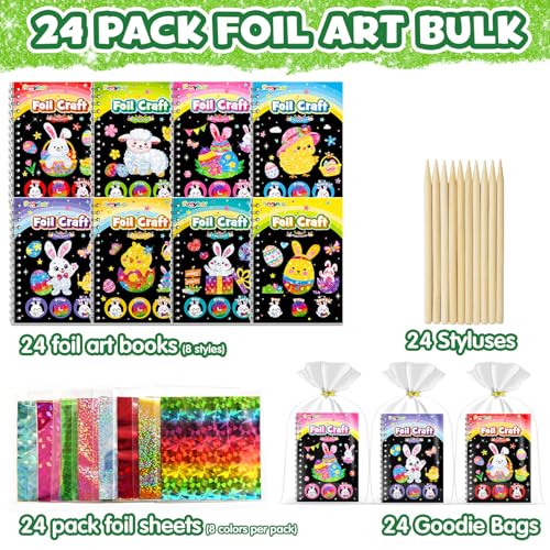 FUNNYB&G FUNNYBG Foil Art Party Favors for Kids 24 Pack Foil Art Crafts Kits Coloring Books Goodie Bag Stuffers Party Favors for Kids 48 812 Bulk Easter Classroom Gifts Girls Boys Prizes Easter - Image 5