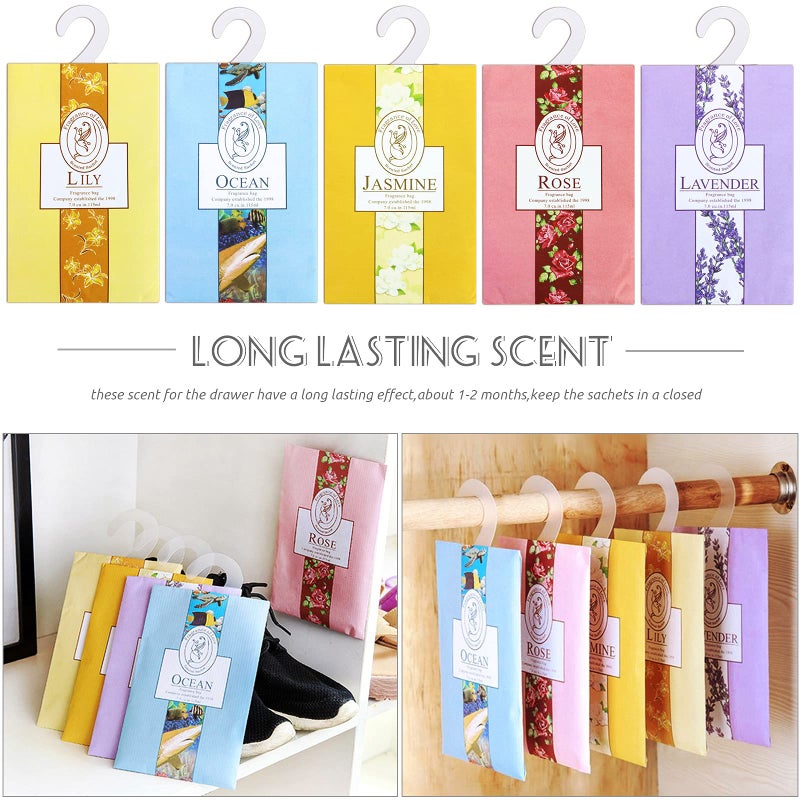 Skppc 15 Pack Closet Air Freshener  Flower Scented Sachets Bags For Drawer And Closet  Fresh Scents Freshener With Hanger - Image 5