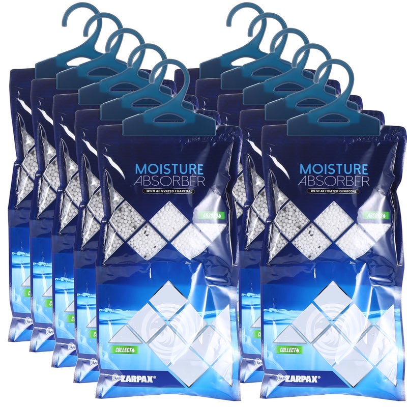 ZARPAX Hanging Moisture Absorber Activated Charcoal 106 oz300g Moisture Absorbing Bags for Bathroom Closet Kitchen Removes Moisture Humidity Odors Portable Dehumidifier Set Of 10 - Image 3