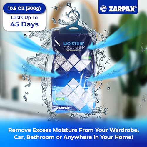 ZARPAX Hanging Moisture Absorber Activated Charcoal 106 oz300g Moisture Absorbing Bags for Bathroom Closet Kitchen Removes Moisture Humidity Odors Portable Dehumidifier Set Of 10 - Image 5