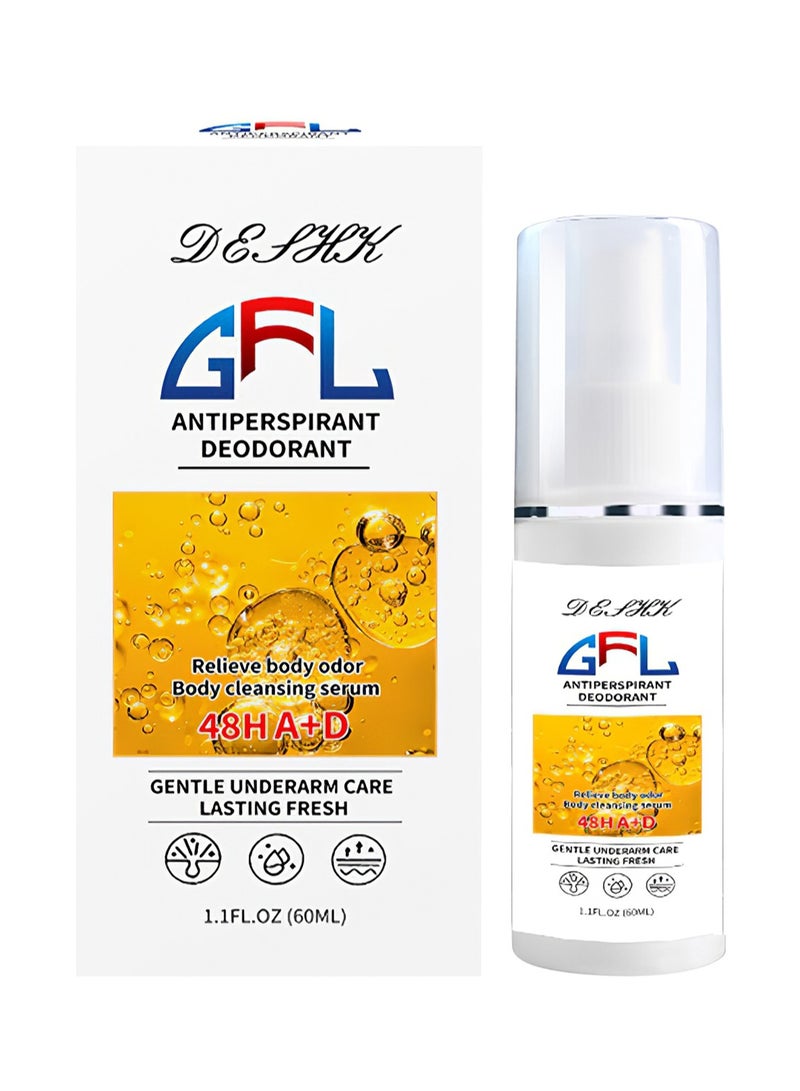GFL Antiperspirant Deodorant Spray, Gentle Underarm Care, Long Lasting Fresh, 48 Hour Sweat and Odor Protection, Relieve Body Odor, for Unisex 60ml - Image 1