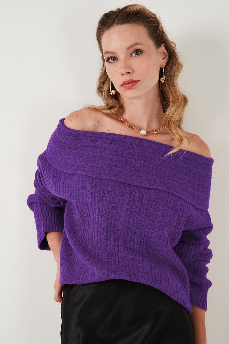 Lela Oversize Fit Madonna Collar Knitwear Sweater Women's SWEATER 4615216  - Image 4