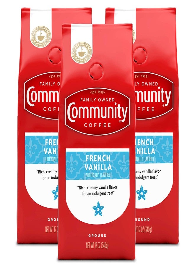 Community Coffee French Vanilla Flavored 36 Ounce, Medium Roast Ground Coffee, 12 Ounce Bag (Pack of 3) - Image 1