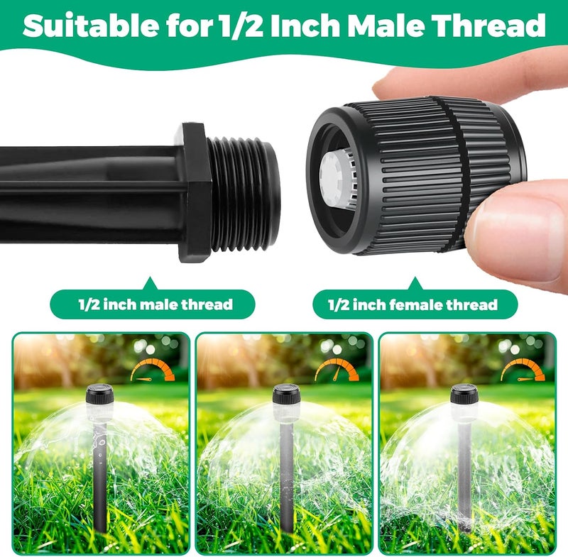 Sumalon 12PCS Bubbler Sprinkler Heads with Filter, Mushroom Water Bubbler Irrigation Head, 1/2 inch Male Thread Adjustable Water Flow Drip Irrigation Spray Emitters for Garden Watering System Shrubs Tree - Image 4