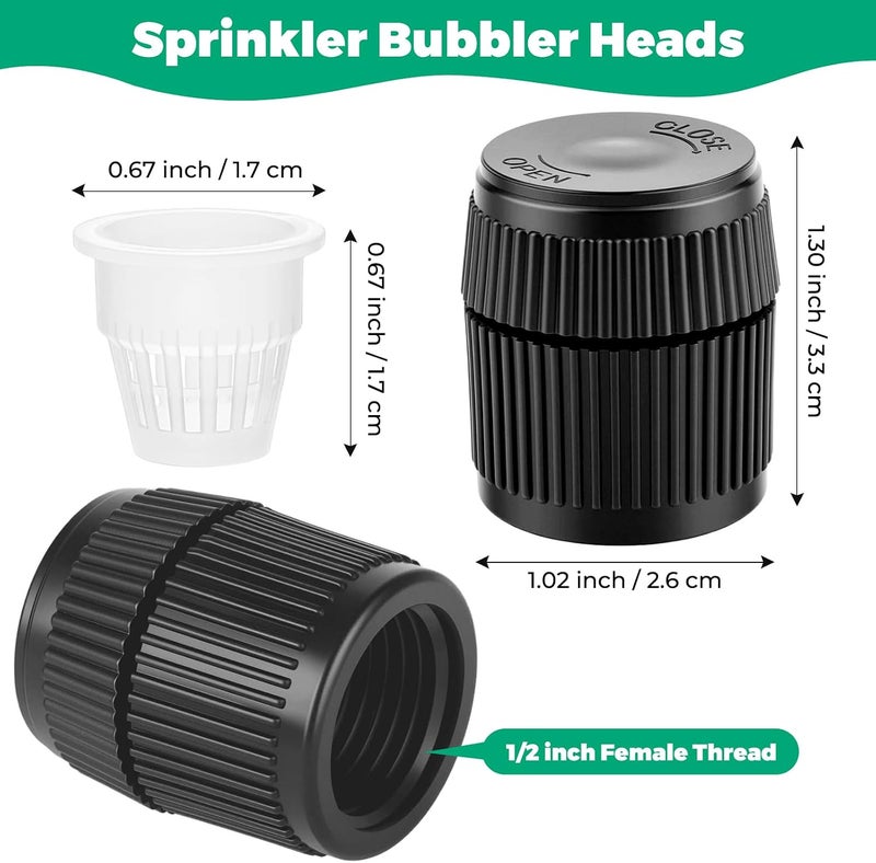 Sumalon 12PCS Bubbler Sprinkler Heads with Filter, Mushroom Water Bubbler Irrigation Head, 1/2 inch Male Thread Adjustable Water Flow Drip Irrigation Spray Emitters for Garden Watering System Shrubs Tree - Image 2