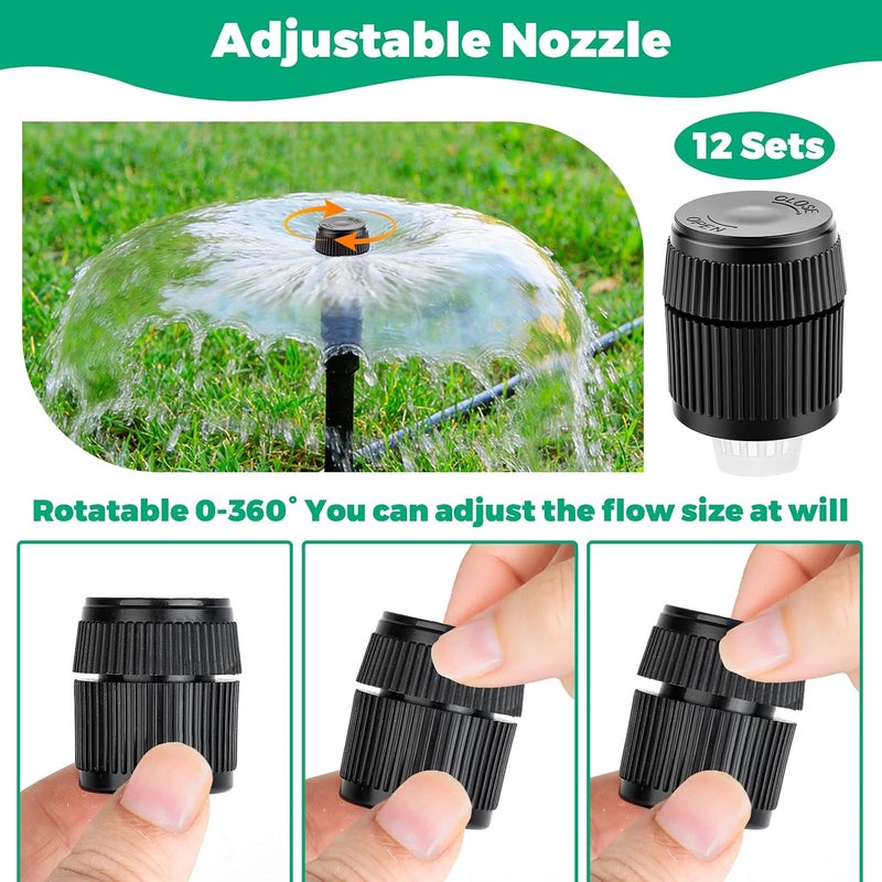 Sumalon 12PCS Bubbler Sprinkler Heads with Filter, Mushroom Water Bubbler Irrigation Head, 1/2 inch Male Thread Adjustable Water Flow Drip Irrigation Spray Emitters for Garden Watering System Shrubs Tree - Image 3