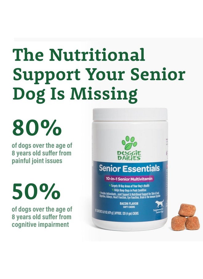Doggie Dailies Doggie Dailies Senior Essentials Multivitamin for Dogs Soft Chews | Advanced Dog Multivitamin | Nutritional Support for Joints, Skin & Coat, Digestion, and the Immune System | Bacon Flavor | 120 Count  - Image 5