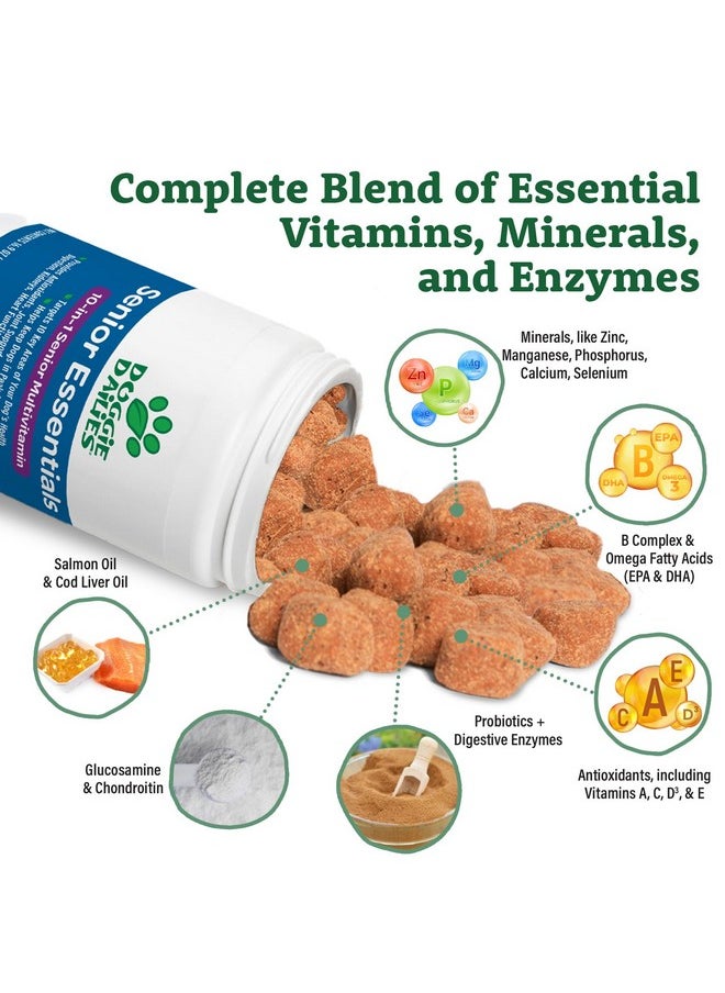 Doggie Dailies Doggie Dailies Senior Essentials Multivitamin for Dogs Soft Chews | Advanced Dog Multivitamin | Nutritional Support for Joints, Skin & Coat, Digestion, and the Immune System | Bacon Flavor | 120 Count  - Image 4