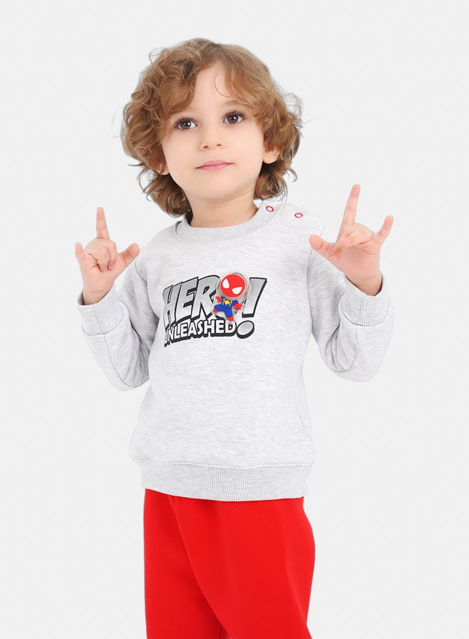 جوكي بيجاما شتوي أطفال أولاد مبطن فليس Spider Hero بطبعة - Image 1