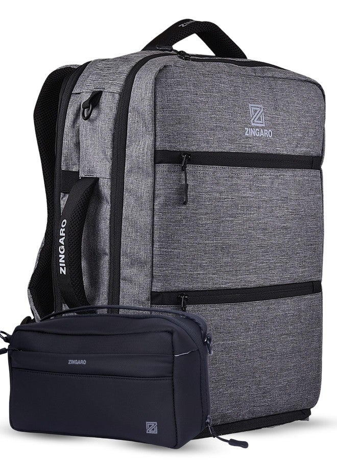Zingaro Combo Large 40l Travel Lapotp Bag For Men Women Laptop Backpack For Men Women Tech Organizer Pouch (Grey) - Image 1