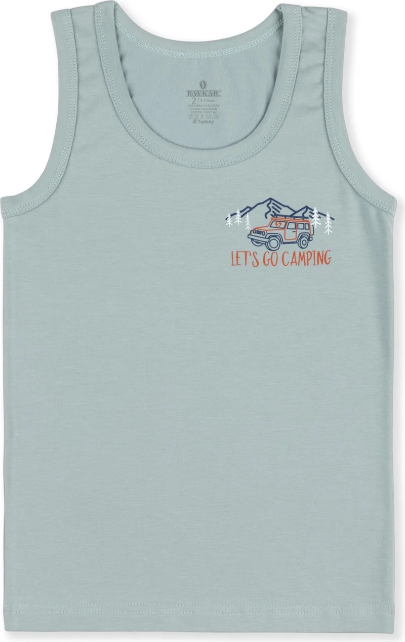 Baykar Boy's Cotton Crew Neck Printed Undershirt T-Shirt 3-Pack 2428 Color