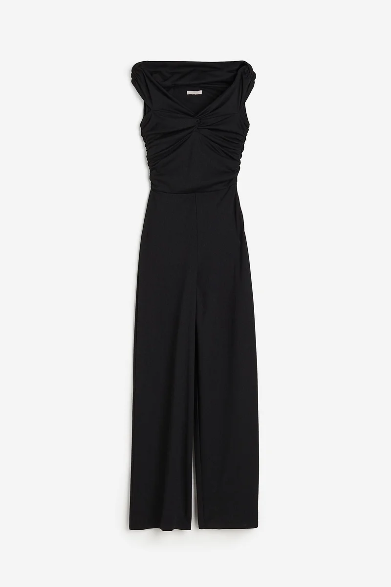 Twist-detail off-the-shoulder jumpsuit