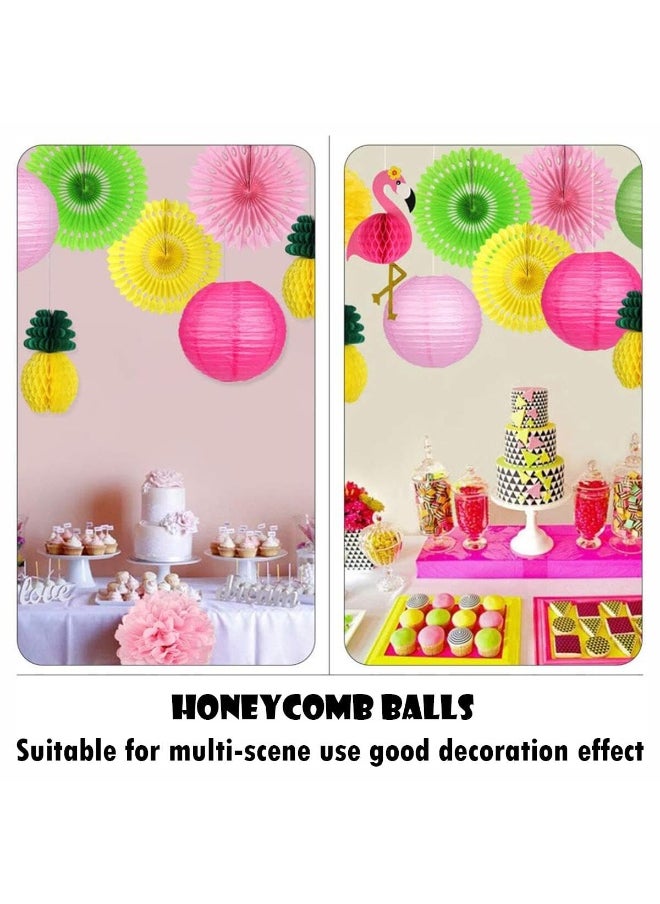 Mordely 13PCS Flamingo Party Supplies,Party Decorations,Flamingo Pineapple Honeycomb Ball Paper Folding Lanterns Paper Fans,Poms Flowers for Birthday Wedding Photo Backdrop Bachelorette Party-Style A  - Image 5
