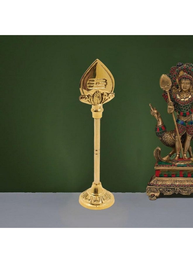 Putrika Traditional Handcrafted Brass Lord Muruga Vel God Idol with Round Base for Home Pooja|Puja|Murgavel Idol Size[110gm] - Vel Stand 15cm - Image 1
