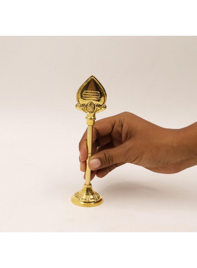 Putrika Traditional Handcrafted Brass Lord Muruga Vel God Idol with Round Base for Home Pooja|Puja|Murgavel Idol Size[110gm] - Vel Stand 15cm - Image 3
