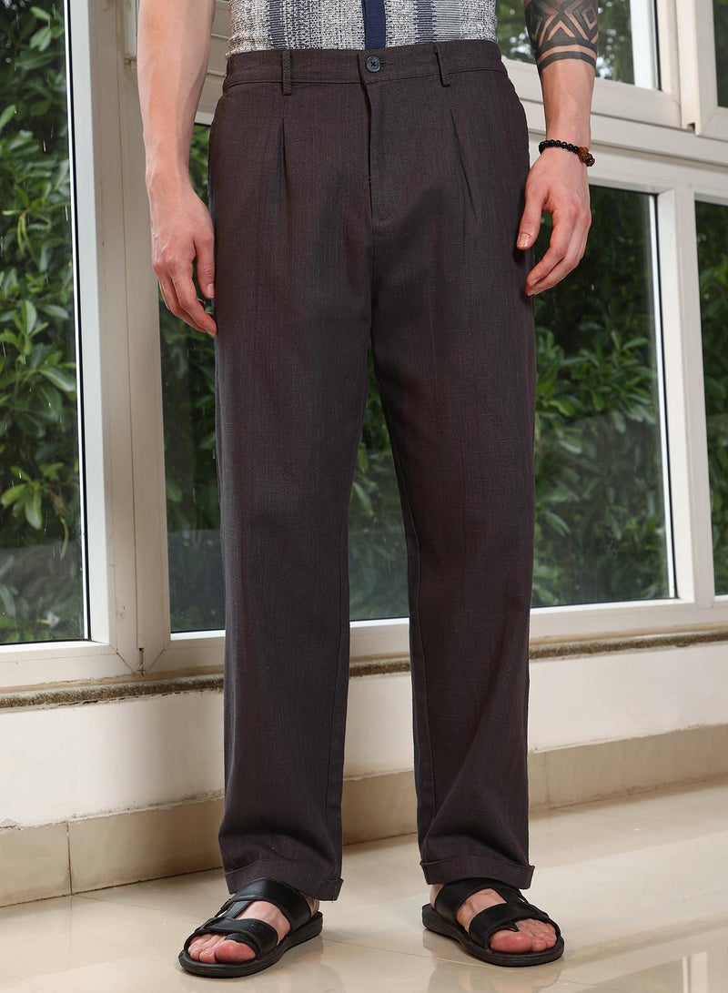 Campus Sutra Campus SutraBrown Cotton Trousers  - Image 2