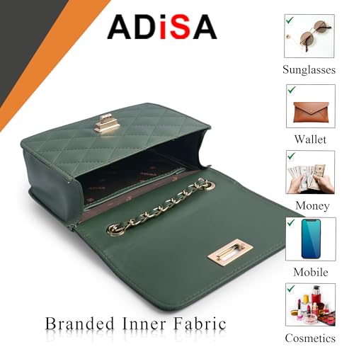 ADISA Women's Girls Quilted Cross Body Sling Bag (SL5059-NEW) (Dark Green) - Image 4