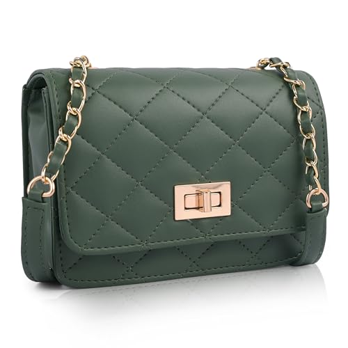 ADISA Women's Girls Quilted Cross Body Sling Bag (SL5059-NEW) (Dark Green) - Image 1
