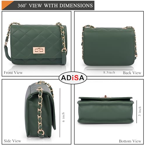 ADISA Women's Girls Quilted Cross Body Sling Bag (SL5059-NEW) (Dark Green) - Image 2