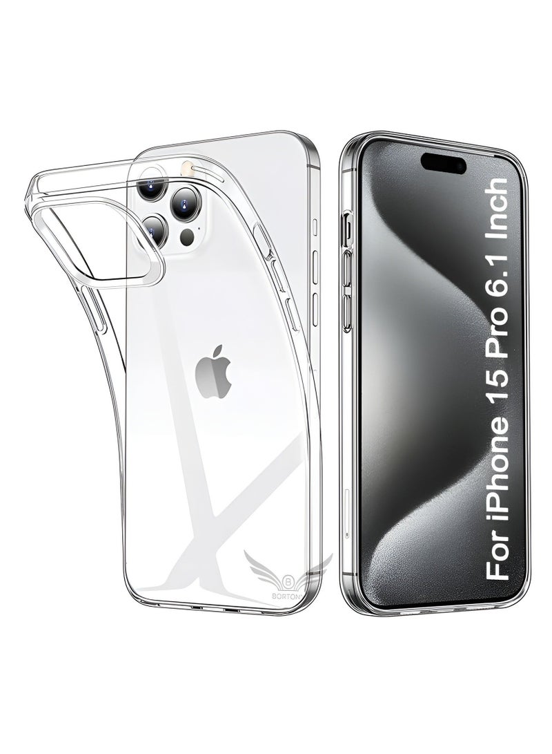 IAF iPhone 15 Pro Case Clear Ultra Slim Thin Flexible Scratch Resistant Gel Rubber Soft Silicone Protective Case Cover for Apple iPhone 15 Pro 6.1 Inch 2023 - Image 1