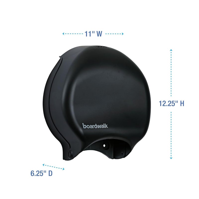 Boardwalk R2000BKBW 11 in x 625 in x 1225 in Single Jumbo Toilet Tissue Dispenser  Black - Image 3