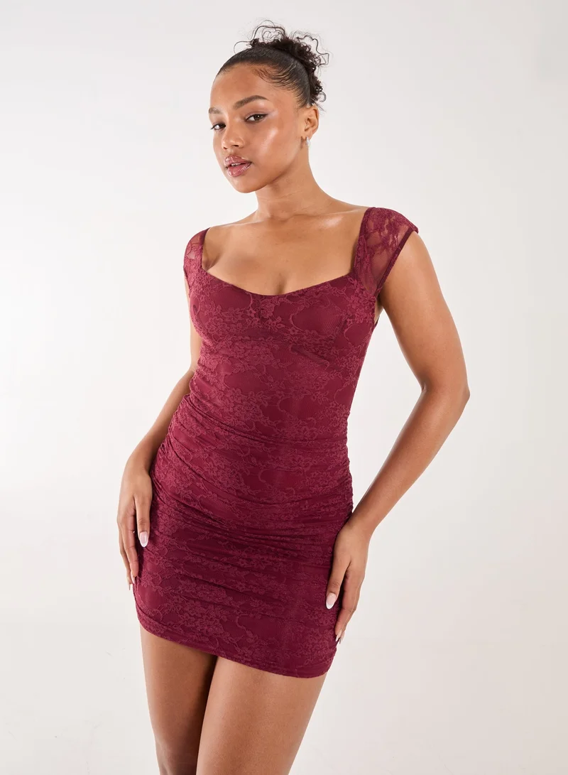 Pink Vanilla Lace Sweetheart Mini Dress