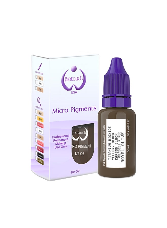 Biotouch Micro Pigments For Eyebrow Lash No Mixing Eyebrow Pigment For Shading Hair Stroke  Royal Olive - Image 1