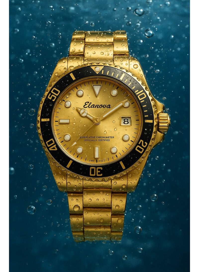 Elanova Luxury men’s watch made of stainless steel, water-resistant with sapphire crystal glass, luminous hands, and precise quartz movement. Model EL777 - Image 4