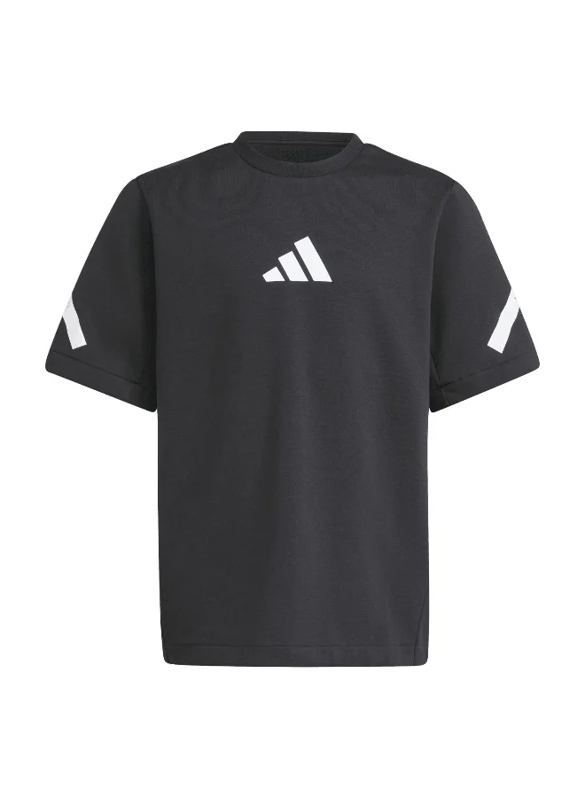 Adidas J Zne Tee Black Training T-Shirts For Junior 7-8Y