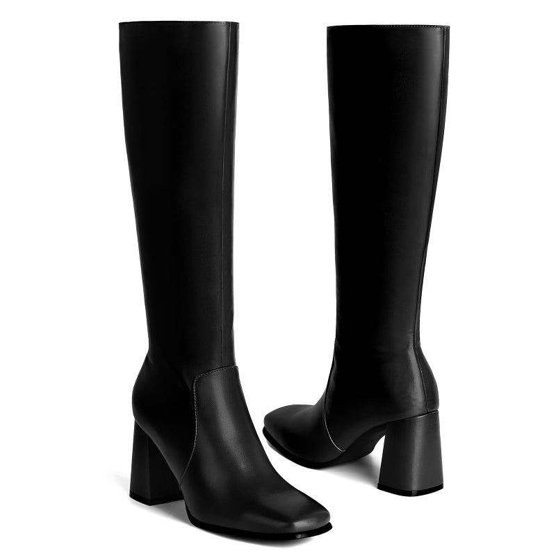 Vipost 3.35-inch Square Toe Knee High Boots for Women, Chunky Block Heel Tall Boots for Women with Side Zipper, Fashion Comfortable Long Fall Winter Boot 2025 - Image 4