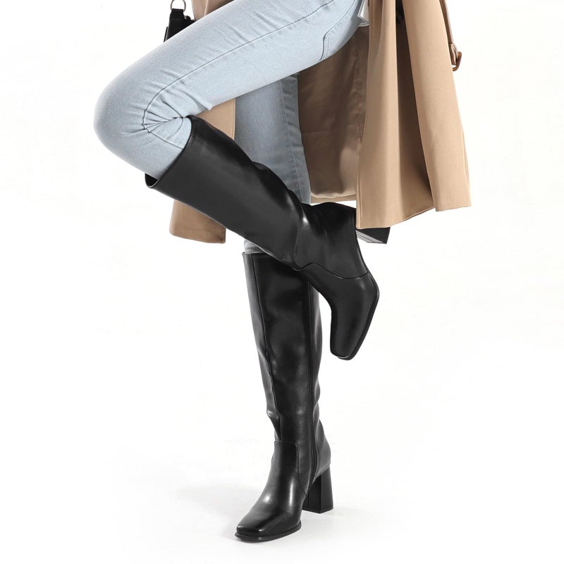 Vipost 3.35-inch Square Toe Knee High Boots for Women, Chunky Block Heel Tall Boots for Women with Side Zipper, Fashion Comfortable Long Fall Winter Boot 2025 - Image 5